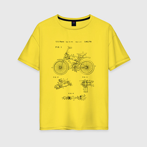 Женская футболка оверсайз Винтажный велосипед патент / Желтый – фото 1