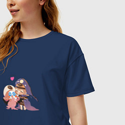 Футболка оверсайз женская Влюбленные персонажи, цвет: тёмно-синий — фото 2
