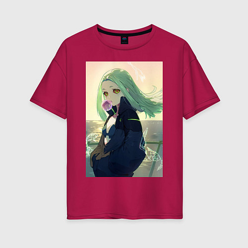 Женская футболка оверсайз Ребекка арт - Киберпанк: Бегущий по краю / Маджента – фото 1