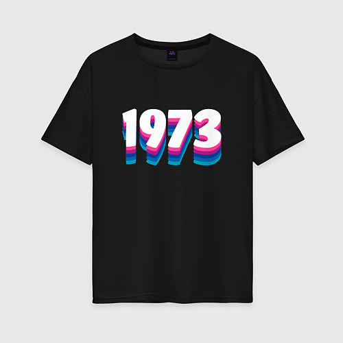 Женская футболка оверсайз Made in 1973 vintage art / Черный – фото 1