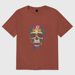 Футболка оверсайз женская Skull chill, цвет: кирпичный
