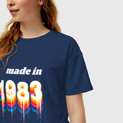 Футболка оверсайз женская Made in 1983 liquid art, цвет: тёмно-синий — фото 2