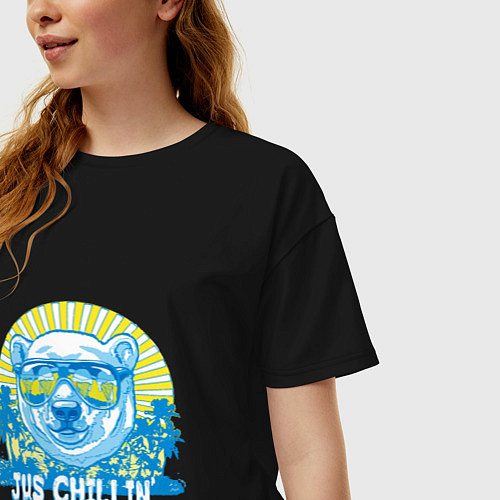 Женская футболка оверсайз Jus chillin / Черный – фото 3