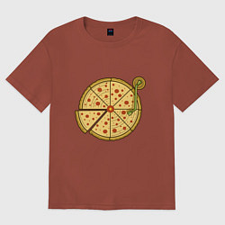 Футболка оверсайз женская Vinyl pizza, цвет: кирпичный