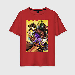 Футболка оверсайз женская Джотаро Куджо - JoJo Bizarre Adventure, цвет: красный