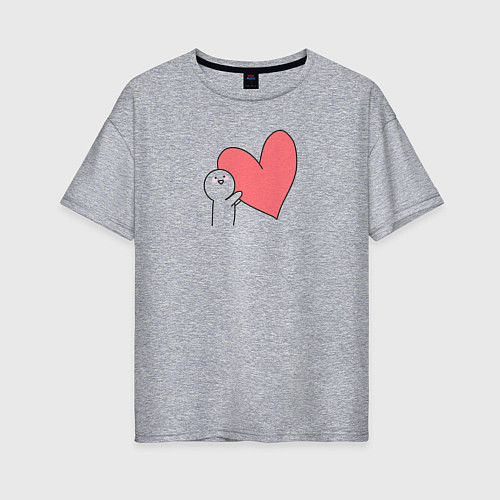 Женская футболка оверсайз Сердце - мем / Меланж – фото 1