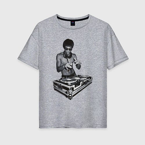 Женская футболка оверсайз DJ Bruce Lee / Меланж – фото 1