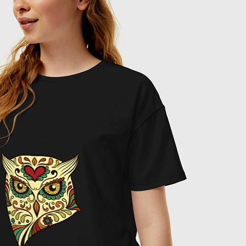 Женская футболка оверсайз Owl color / Черный – фото 3