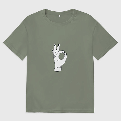 Женская футболка оверсайз Вещь Аддамс жест окей / Авокадо – фото 1