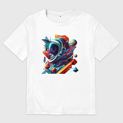 Футболка оверсайз женская Космонавт в кубизме, цвет: белый