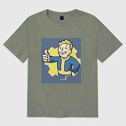 Футболка оверсайз женская Волт-Бой с пальцем вверх, цвет: авокадо