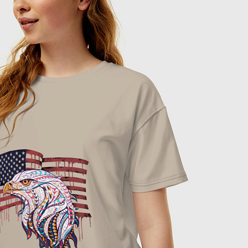 Женская футболка оверсайз American eagle / Миндальный – фото 3