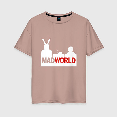 Женская футболка оверсайз Mad world / Пыльно-розовый – фото 1