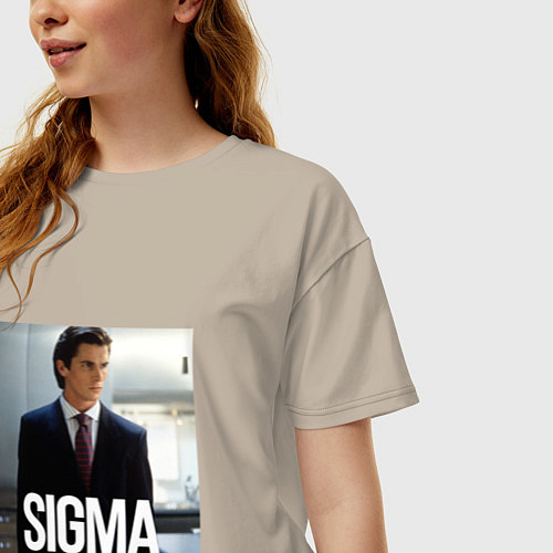 Женская футболка оверсайз Sigma - Bateman / Миндальный – фото 3