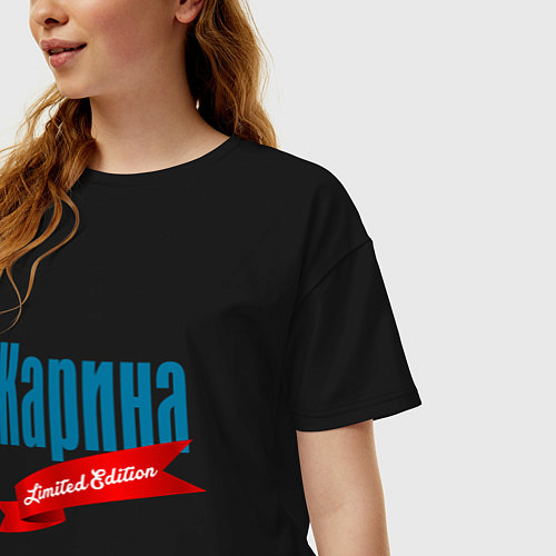 Женская футболка оверсайз Карина - limited edition / Черный – фото 3