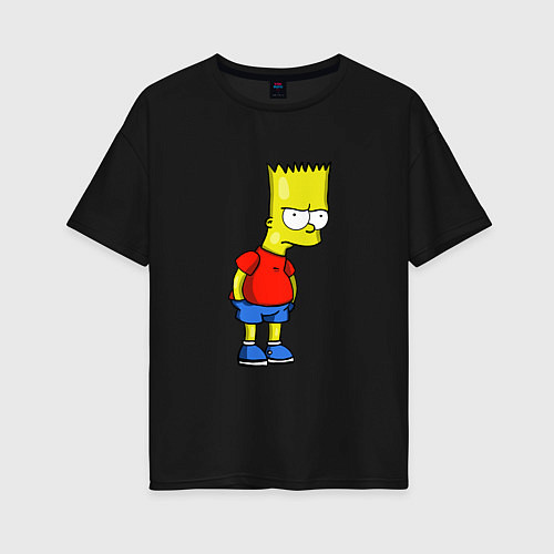 Женская футболка оверсайз Недовольный Барт / Черный – фото 1