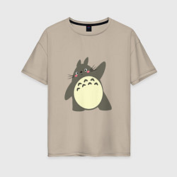 Футболка оверсайз женская Hello Totoro, цвет: миндальный