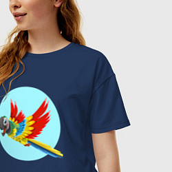 Футболка оверсайз женская Красочный попугай, цвет: тёмно-синий — фото 2