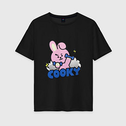 Футболка оверсайз женская Cooky BT21 Jungkook, цвет: черный