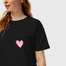 Футболка оверсайз женская Нарисованное сердце - мини, цвет: черный — фото 2