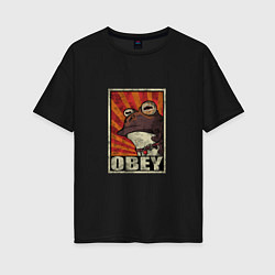 Футболка оверсайз женская Obey frog, цвет: черный