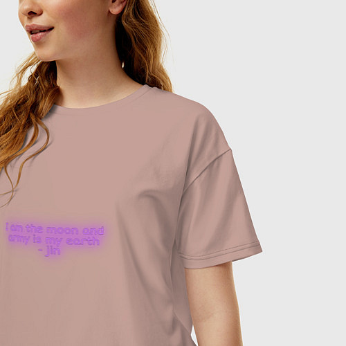 Женская футболка оверсайз Джин БТС цитата / Пыльно-розовый – фото 3