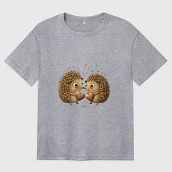 Футболка оверсайз женская Два влюбленных ежика, цвет: меланж