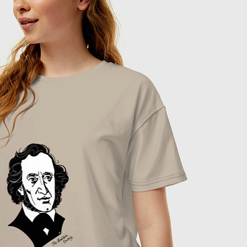 Женская футболка оверсайз Феликс Мендельсон / Миндальный – фото 3