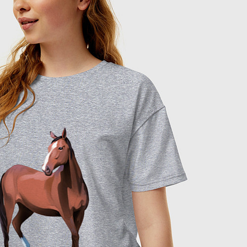 Женская футболка оверсайз Тяжелая теплокровная / Меланж – фото 3