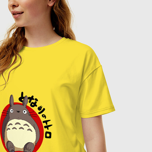 Женская футболка оверсайз Japan Totoro / Желтый – фото 3