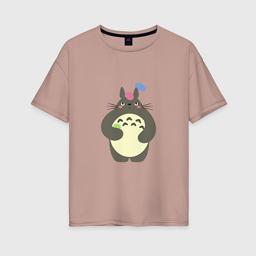 Женская футболка оверсайз Тоторо жонглер / Пыльно-розовый – фото 1