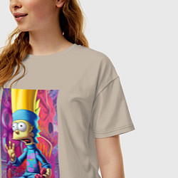 Футболка оверсайз женская Bart Simpson - neural network - fantasy, цвет: миндальный — фото 2