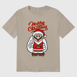 Футболка оверсайз женская Christmas Mario, цвет: миндальный
