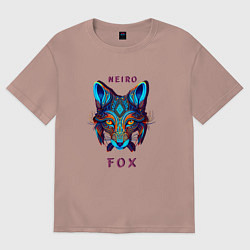 Футболка оверсайз женская Голова лисы - нейронная сеть, цвет: пыльно-розовый
