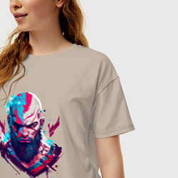 Футболка оверсайз женская God of War, Kratos, цвет: миндальный — фото 2