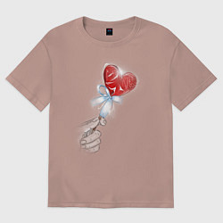 Футболка оверсайз женская Леденец сердечко, цвет: пыльно-розовый
