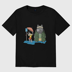 Футболка оверсайз женская Тоторо молчаливый Боб, цвет: черный