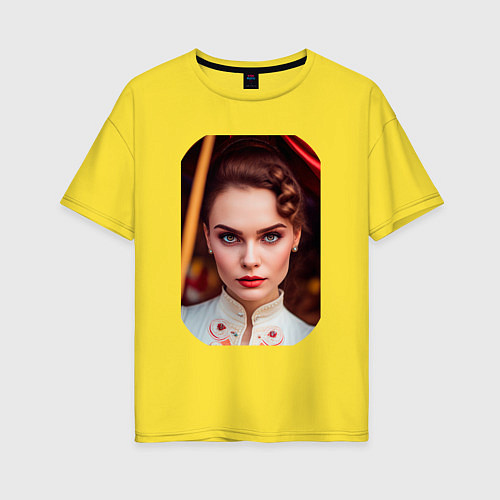 Женская футболка оверсайз Нейродевушка - кареглазая брюнетка / Желтый – фото 1