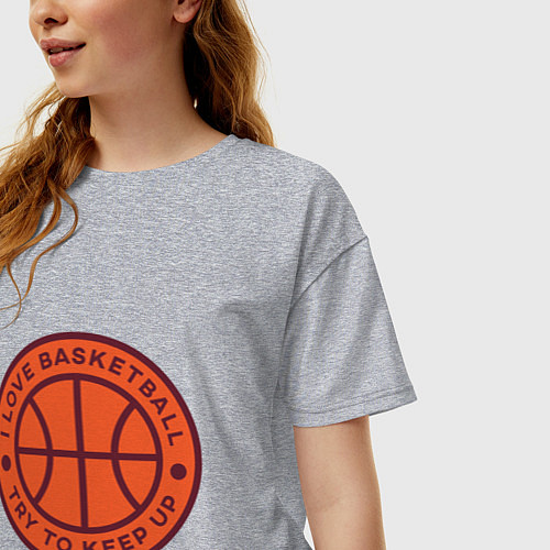 Женская футболка оверсайз Love basketball / Меланж – фото 3