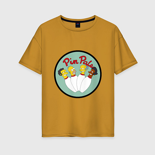 Женская футболка оверсайз Simpsons bowling / Горчичный – фото 1