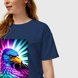 Футболка оверсайз женская Neon eagle - neural network, цвет: тёмно-синий — фото 2
