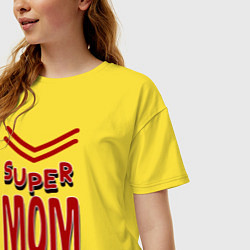 Футболка оверсайз женская Super mom большие бувы, цвет: желтый — фото 2