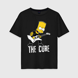 Футболка оверсайз женская The Cure Барт Симпсон рокер, цвет: черный