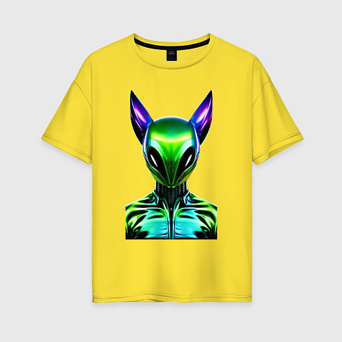 Женская футболка оверсайз Eared alien - neural network / Желтый – фото 1