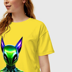 Футболка оверсайз женская Eared alien - neural network, цвет: желтый — фото 2