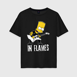 Футболка оверсайз женская In Flames Барт Симпсон рокер, цвет: черный