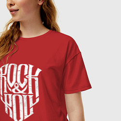 Футболка оверсайз женская Rock and Roll щит, цвет: красный — фото 2