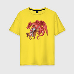 Футболка оверсайз женская Рыцарь и дракон, цвет: желтый