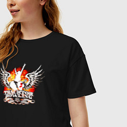 Футболка оверсайз женская Логотип Tracktor bowling Лу Сердце и крылья, цвет: черный — фото 2