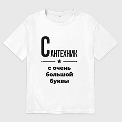 Футболка оверсайз женская Сантехник - с очень большой буквы, цвет: белый
